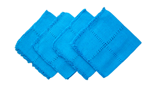 Handloom Cotton Napkins ~ Caribe Blue ~ Set of 4