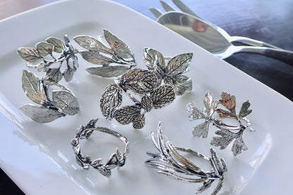 Herb Napkin Rings ~ Silver