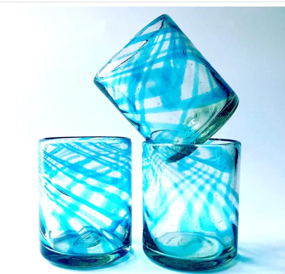 Wave Glass ~ Set of 4 ~ Turquoise