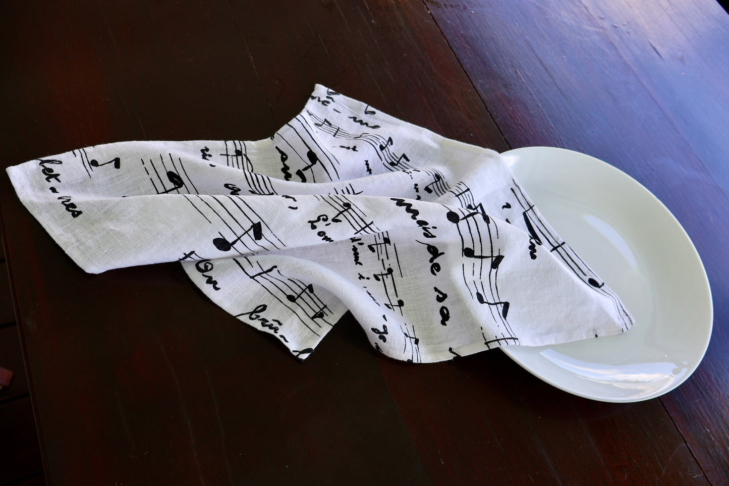 French Linen Napkins ~ La Musique ~ Set of 4