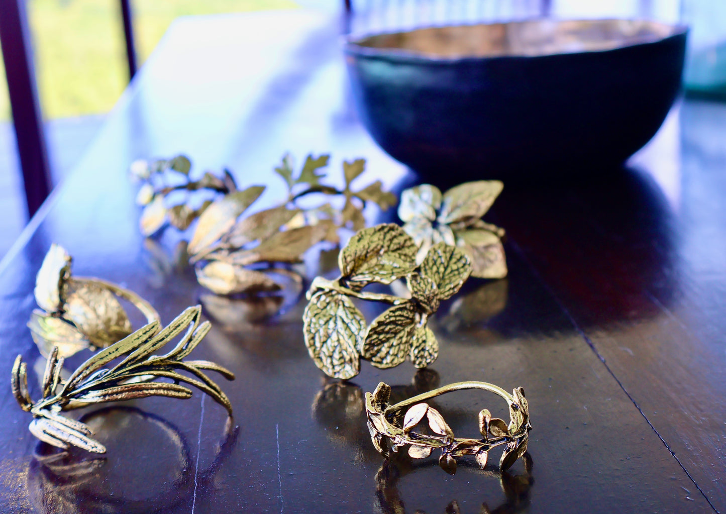 Herb Napkin Rings ~ Vintage Gold